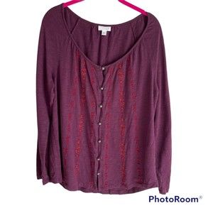 J.Jill Purple Long Sleeve‎ Ladies Button Down Career Casual Top, M